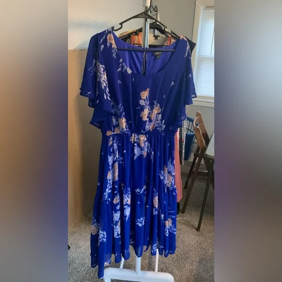 electric blue floral dress Electric Blue Floral Maxi Dress main image 0
